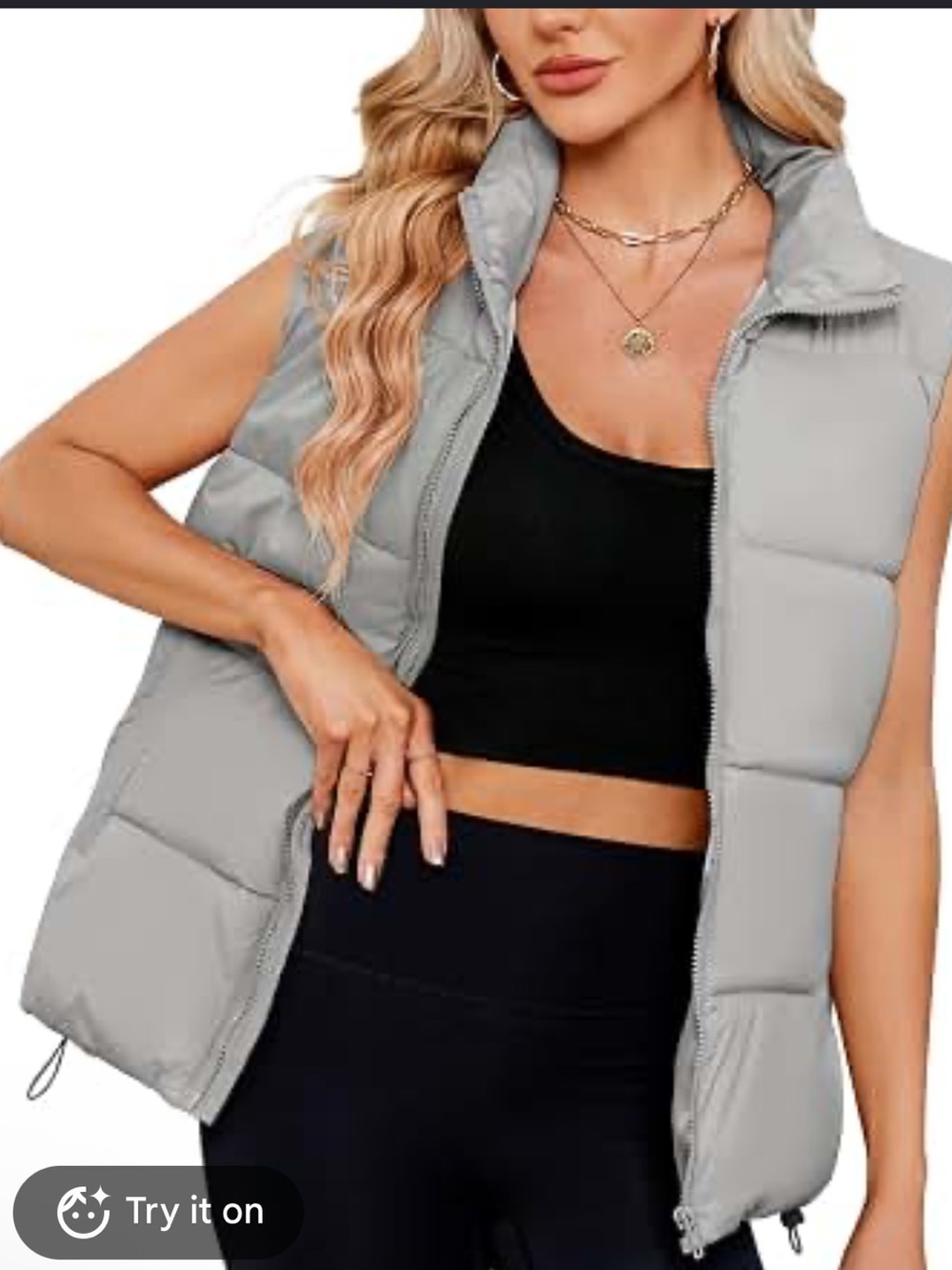 Amazon Light Gray Puffer Vest for Women